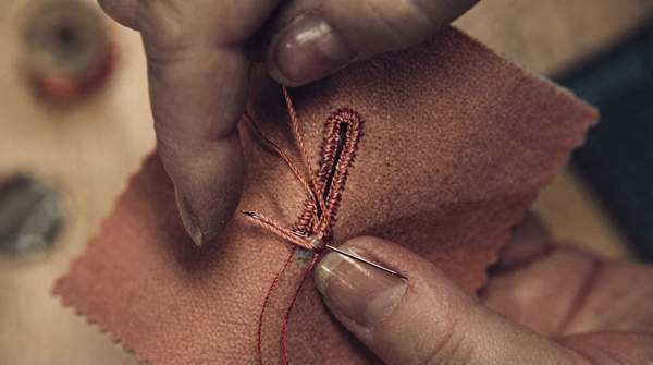Editorial illustration for The Anatomy of a Couture Buttonhole: Tools, Gimp, and the Six Stages of Hand-Sewn Craft