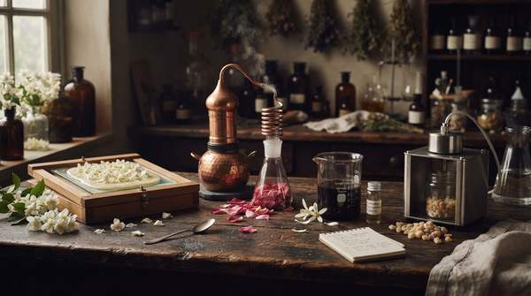 Editorial illustration for The Art of Extraction: How Four Methods Shape Natural Perfumery Scents